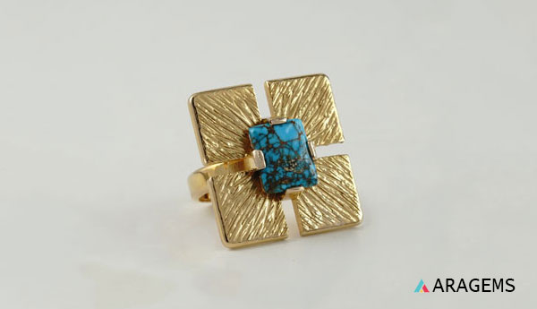 turquoise gold ring | Aragems