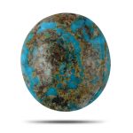Oval Iranian Turquoise Cabochon with Brown Matrix-T12 | Aragems
