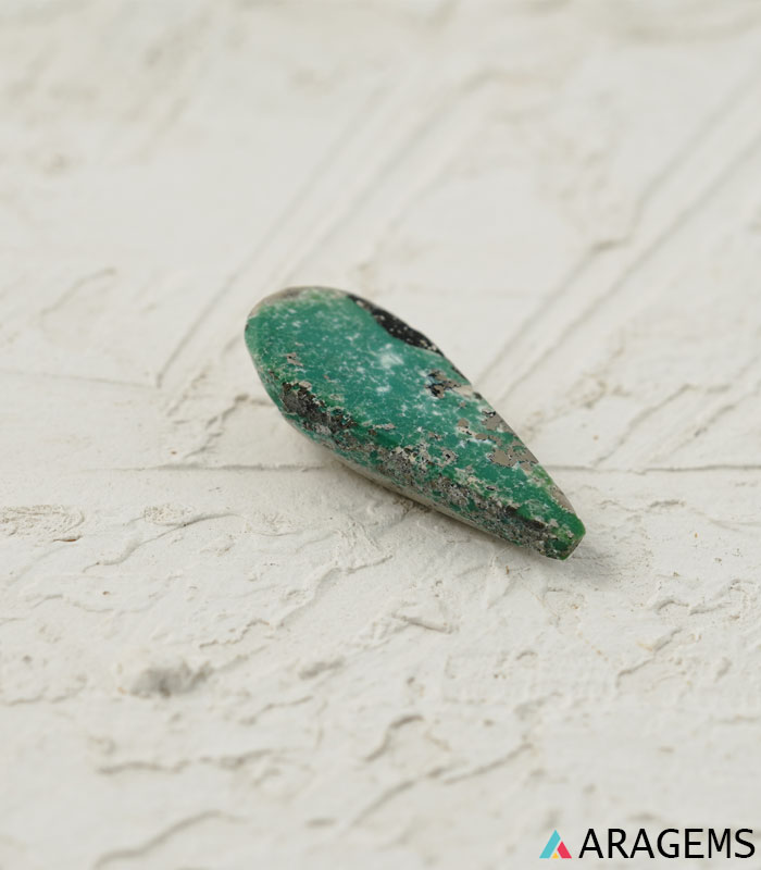 Natural Green Iranian Turquoise with Pyrite Inclusions – T4-Aragems