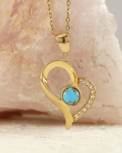 heart gold pendant with Persian turquoise-Aragems