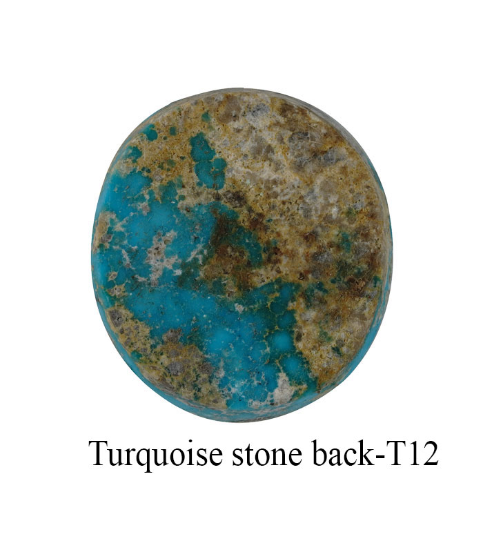 the back of Oval Iranian Turquoise Cabochon with Brown Matrix-T12