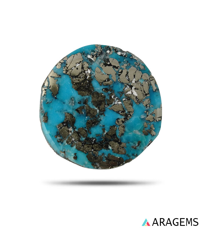 Kerman Turquoise with Pyrite Inclusions-T5 | Aragems