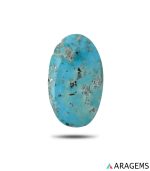 Persian Turquoise Cabochon with Pyrite Inclusions – Sky Blue Oval from Kerman Mine-T8 | Aragems