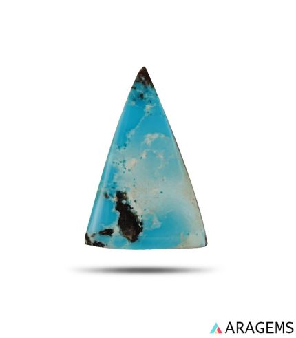 blue Neyshabur turquoise cabochon with natural dark matrix.t16 | Aragems