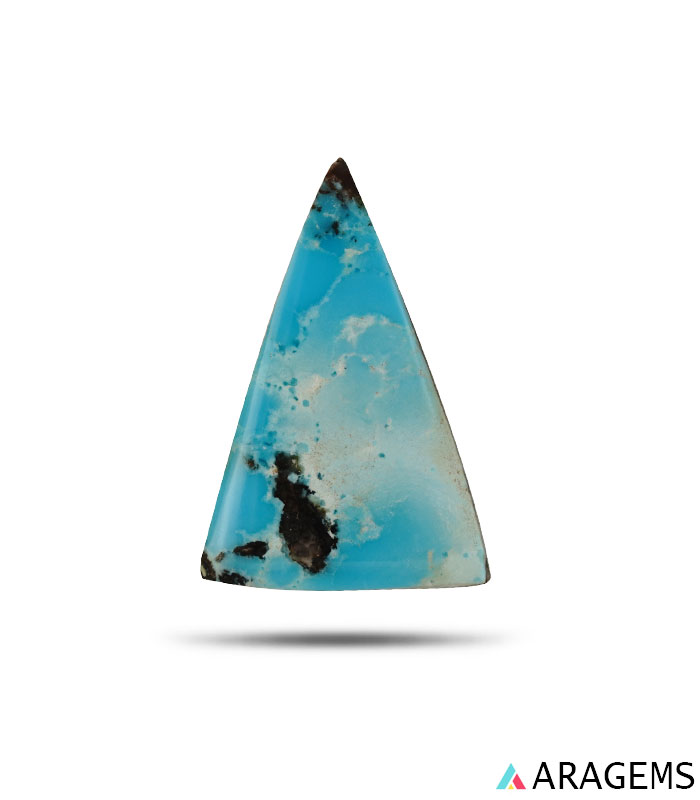 blue Neyshabur turquoise cabochon with natural dark matrix.t16 | Aragems