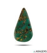 natural Neyshabur turquoise cabochon showing green color and earthy matrix.t15 | Aragems