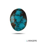 natural Neyshabur turquoise showing blue color and brown spiderweb matrix.T14 | Aragems