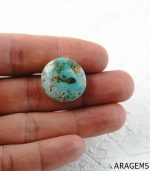 Neyshabur Persian Turquoise Cabochon – Greenish Blue with Natural Matrix, 21x22mm-T10| Aragems
