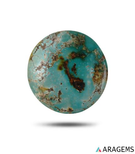 Neyshabur Persian Turquoise Cabochon – Greenish Blue with Natural Matrix, 21x22mm-T10| Aragems