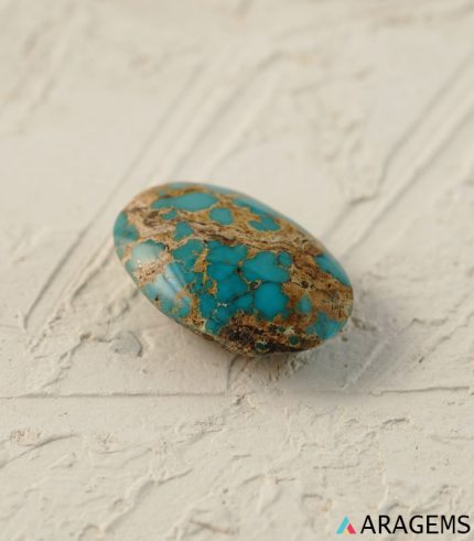 Natural Persian Neyshabur Turquoise Cabochon with Spiderweb Matrix – Aragems