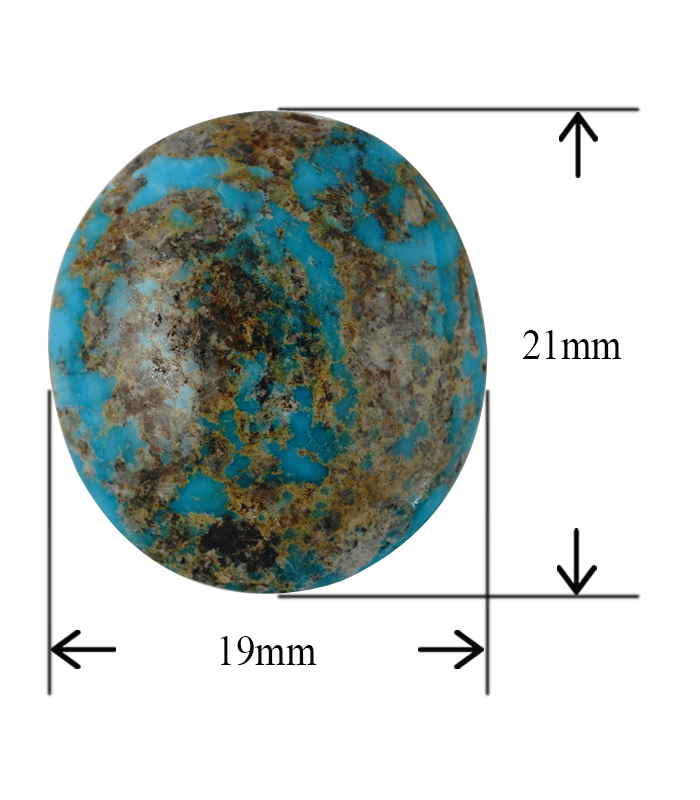 the size of Oval Iranian Turquoise Cabochon with Brown Matrix-T12