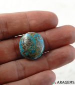 Oval Iranian Turquoise Cabochon with Brown Matrix-T12