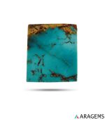 Neyshabur Persian turquoise cabochon showing blue-green color and golden matrix veins.t17