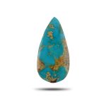 Iranian turquoise cabochon showing vivid blue color and golden matrix.T23-Aragems