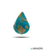 blue Iranian turquoise cabochon with golden matrix-T26-Aragems