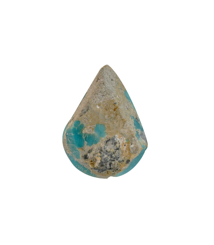 Back view of natural Iranian turquoise showing host-rock texture.t26-Aragems