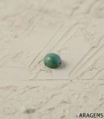 Perspective view of green Persian turquoise cabochon with polished dome.T27-Aragems