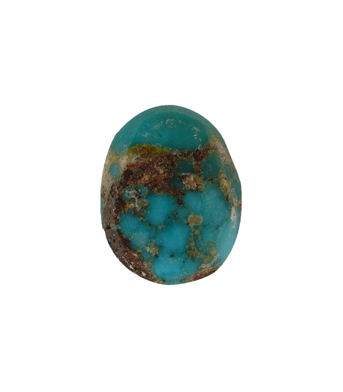 Back view of Iranian turquoise showing raw host-rock texture and natural matrix.T28-Aragems