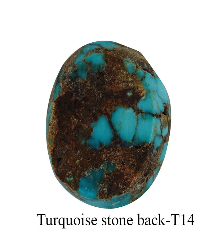 Back view of unpolished Neyshabur turquoise with visible dark matrix and host-rock texture.-T14 - Aragems