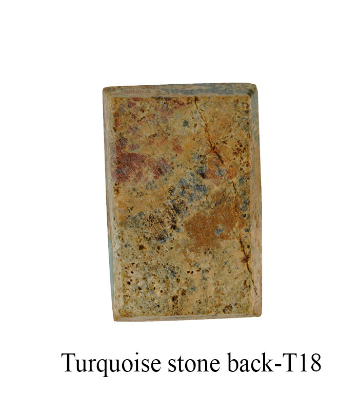 Back view of untreated Iranian turquoise showing natural host-rock texture.T18 | Aragems