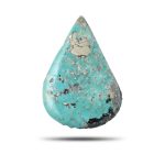 Persian turquoise cabochon showing sky-blue color with metallic pyrite matrix inclusions. T30