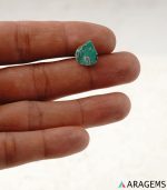 Natural Iranian turquoise cabochon shown on hand to demonstrate real-life size and proportions.T31
