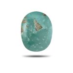 Natural Kerman turquoise green oval cabochon, front view - T40