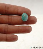 Natural Kerman turquoise cabochon shown for scale, green color - T40