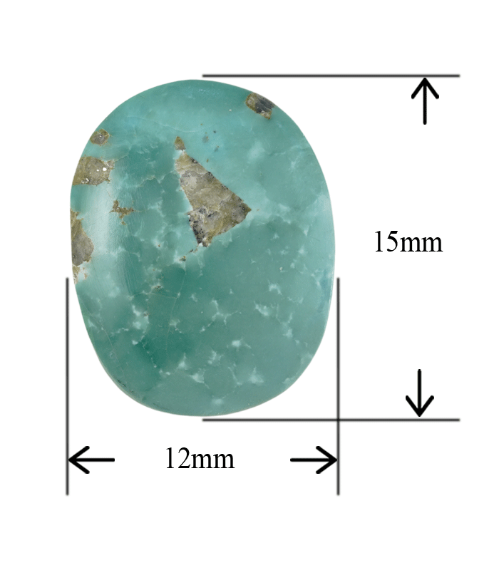 Natural Kerman turquoise cabochon with dimension reference, oval cabochon - T40