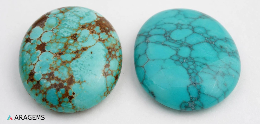comparing turquoise with dyed howlite | Aragems