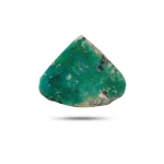 Natural green Persian turquoise triangular cabochon from Kerman, front view - T45