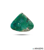 Natural green Persian turquoise triangular cabochon from Kerman, front view - T45