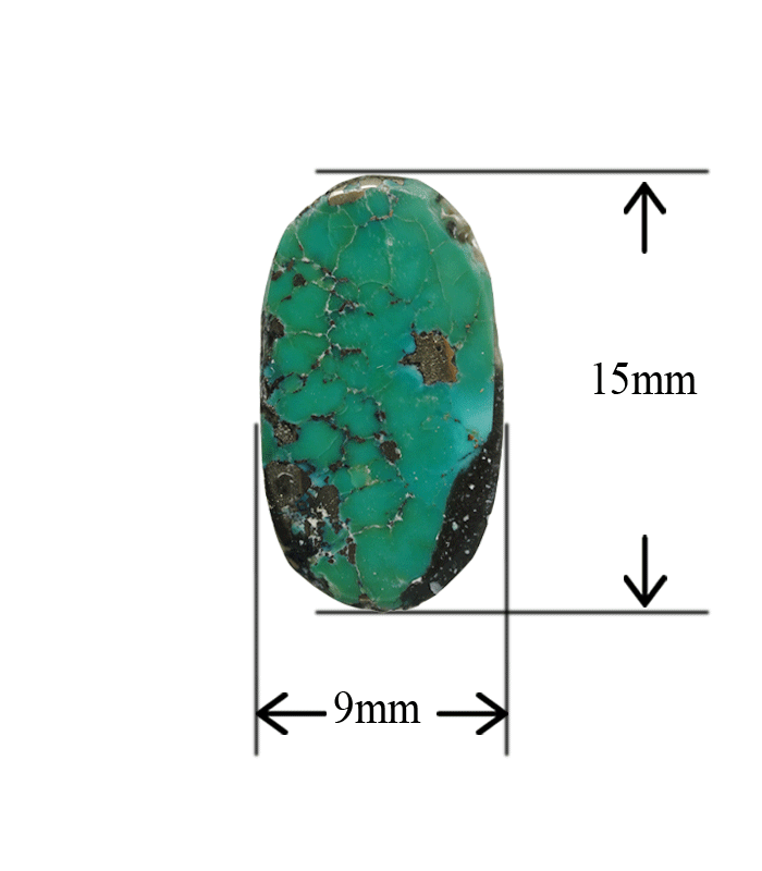 Natural green Kerman turquoise oval cabochon with 9 x 15 mm measurement - T49
