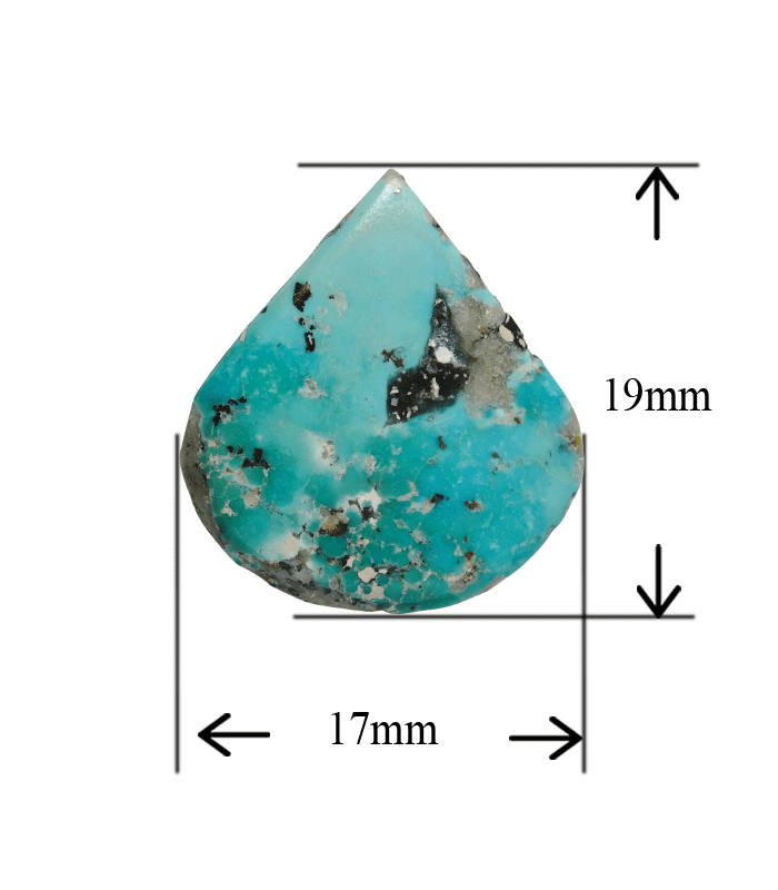 Natural blue Kerman turquoise teardrop cabochon with 17 x 19 mm measurement - T51