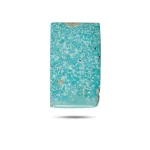 Natural Kerman turquoise light blue rectangular cabochon with speckled pattern, front view - T43