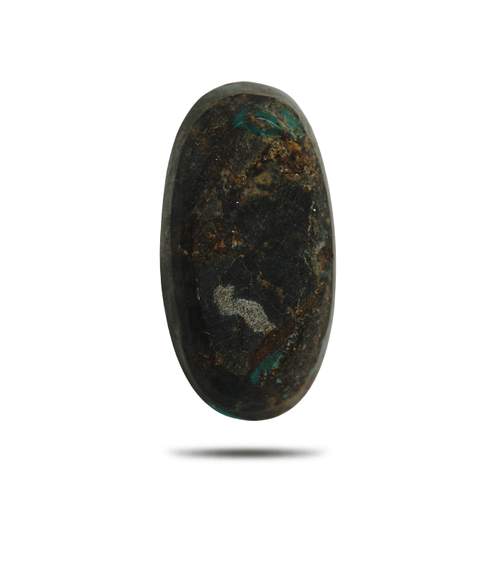 Back view of untreated Neyshabur turquoise oval cabochon - T50