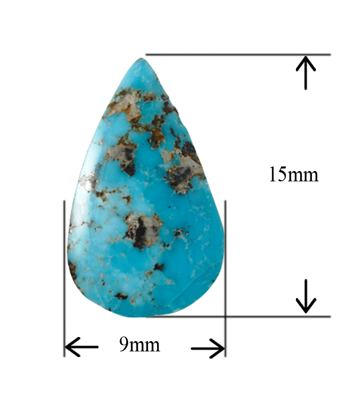 Natural blue Neyshabur turquoise teardrop cabochon with 9 x 15 mm measurement - T47