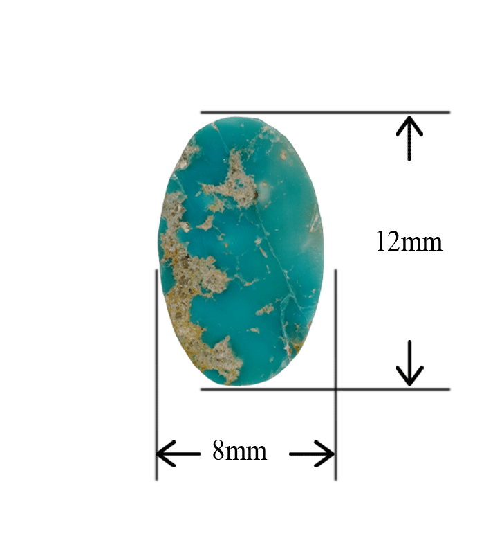 Natural blue-green Neyshabur turquoise oval cabochon with 8 x 12 mm measurement - T48