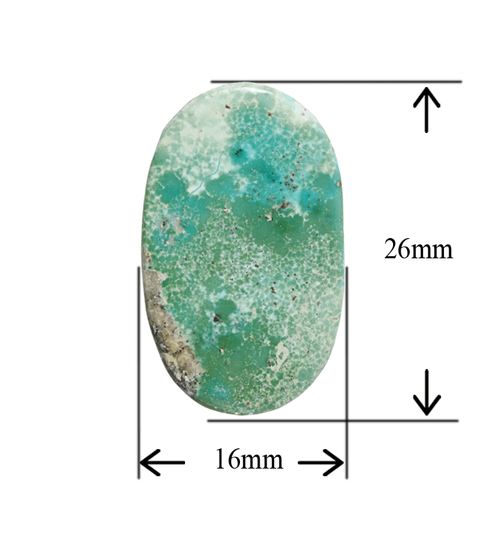 Natural green Kerman Persian turquoise oval cabochon with 16 x 26 mm measurement - T57