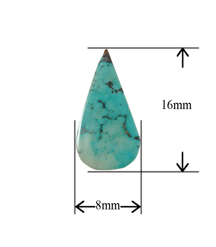 Natural teal Neyshabur turquoise teardrop cabochon with 8 x 16 mm measurement - T53