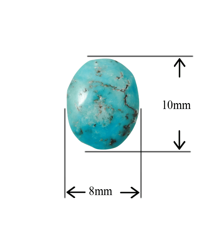 Natural blue Neyshabur Persian turquoise oval cabochon with 8 x 10 mm measurement - T56